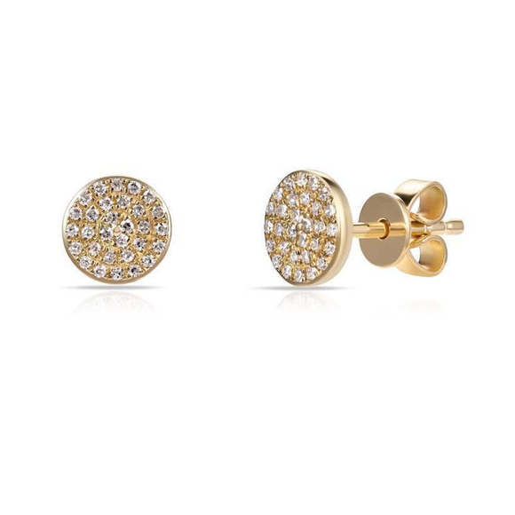 Diamond Pave Disc Stud Earrings in 14K Yellow Gold, 1/5 Ctw - Picture 1 of 4